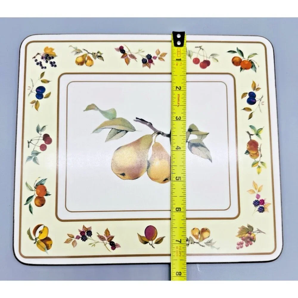 Royal Worcester Evesham Gold Corkboard Placemats Pears 8.5x7.5 inch Boxed‎